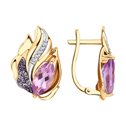 Серьги SOKOLOV - Золото 585, Аметист, Фианит (арт. 727740)