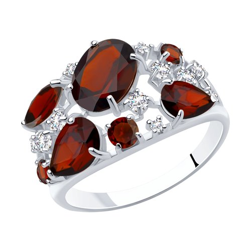 Кольцо SOKOLOV - Серебро 925, Гранат, Фианит (арт. 92010220)