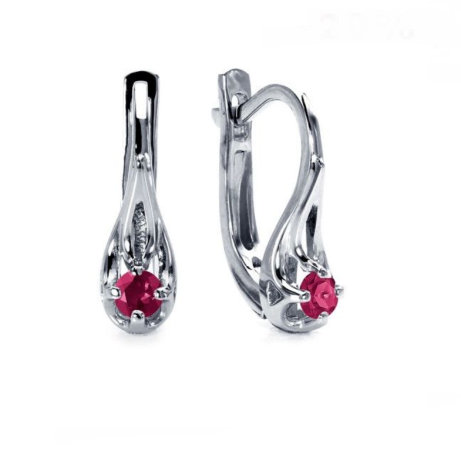 Серьги Platinum Lab. - Платина 950, Рубин (арт. ПС-202Р-01)