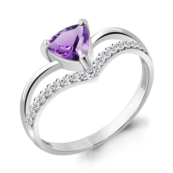 Кольцо Аквамарин - Серебро 925, Аметист, Фианит (арт. 6938504А.5)