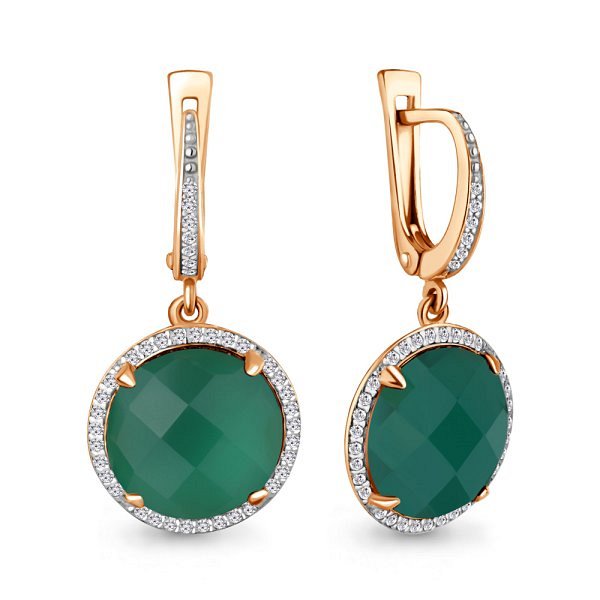 Серьги Аквамарин - Серебро 925, Агат, Фианит (арт. 4436409А.6)