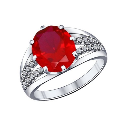 Кольцо SOKOLOV - Серебро 925, Синтетический рубин, Фианит (арт. 84010006)