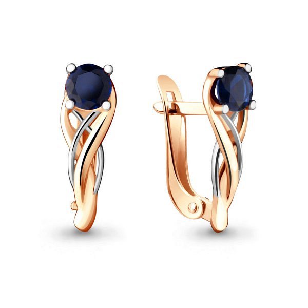 Серьги Аквамарин - Золото 375, Синтетический сапфир (арт. 42887Н.8)