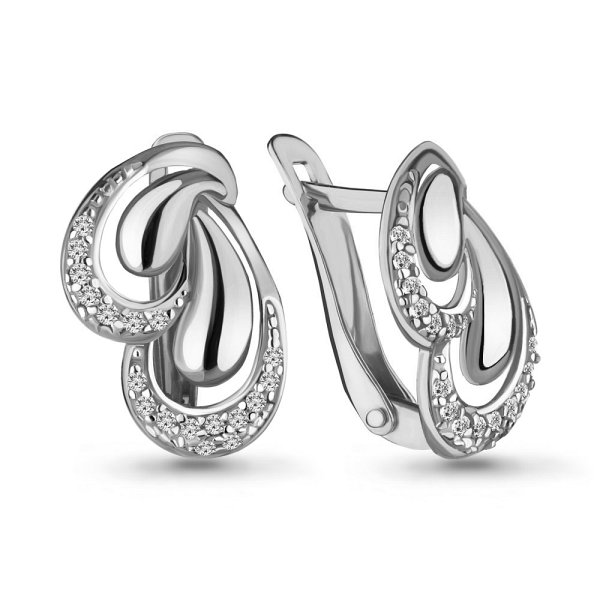 Серьги Аквамарин - Серебро 925, Фианит (арт. 42324А.5)