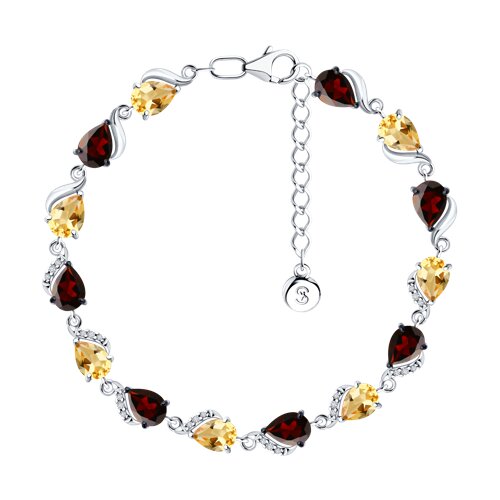 Браслет SOKOLOV - Серебро 925, Гранат, Фианит, Цитрин (арт. 92050162)