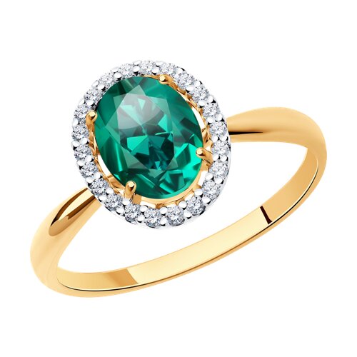 Кольцо SOKOLOV - Золото 375, Синтетический изумруд, Фианит (арт. 37715829)