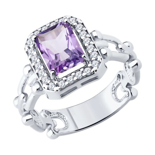 Кольцо SOKOLOV - Серебро 925, Аметист, Фианит (арт. 92014749)