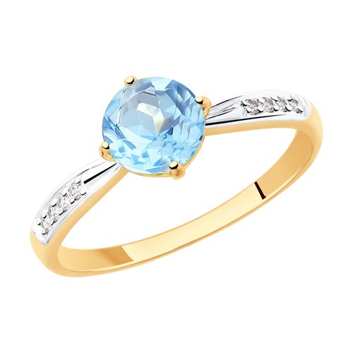 Кольцо SOKOLOV - Золото 375, Топаз, Фианит (арт. 37715466)