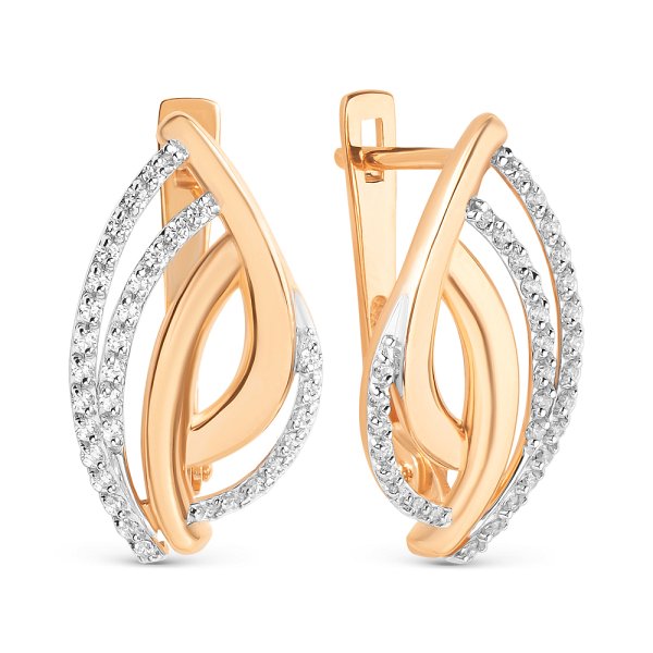 Серьги ЮФ Династия - Золото 585, Фианит (арт. 023372-1102)