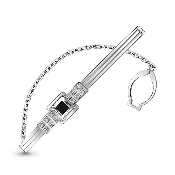 Зажим Аквамарин - Серебро 925, Фианит (арт. 70446Ч.5)