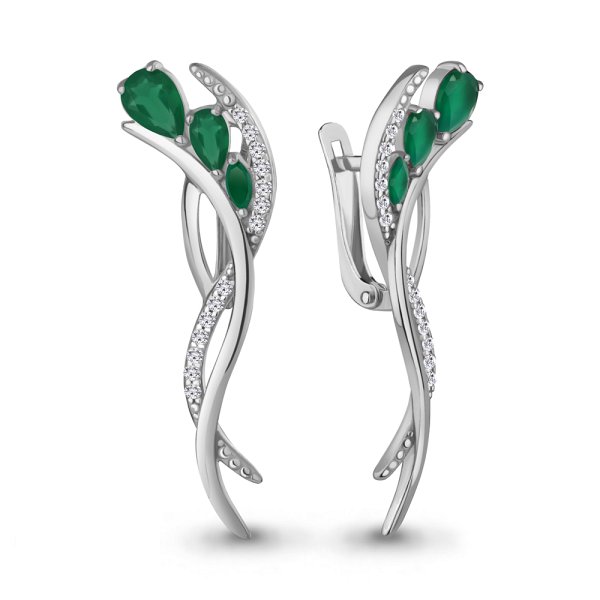 Серьги Аквамарин - Серебро 925, Агат, Фианит (арт. 4967309А.5)