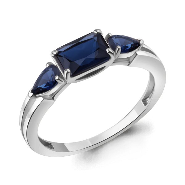 Кольцо Аквамарин - Серебро 925, Синтетический сапфир (арт. 600485Н.5)