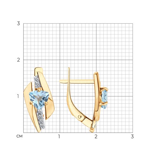Серьги Diamant - Золото 585, Топаз, Фианит (арт. 51-320-01543-1)