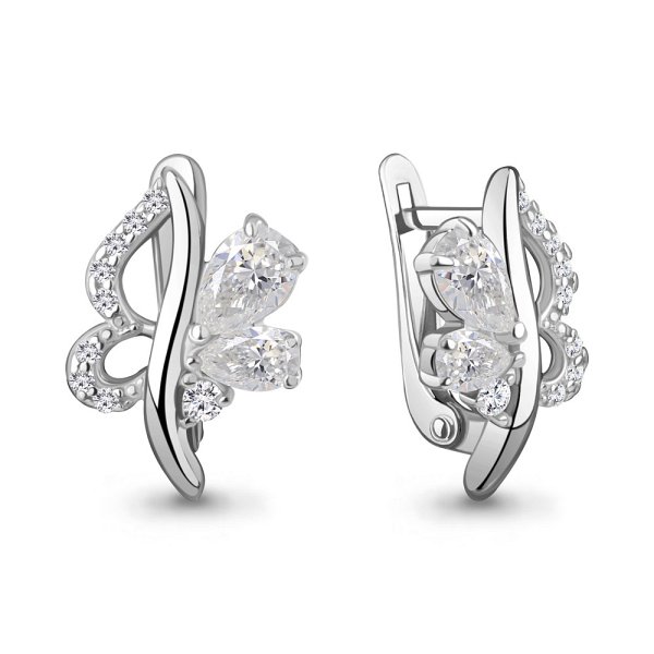 Серьги Аквамарин - Серебро 925, Фианит (арт. 400234А.5)