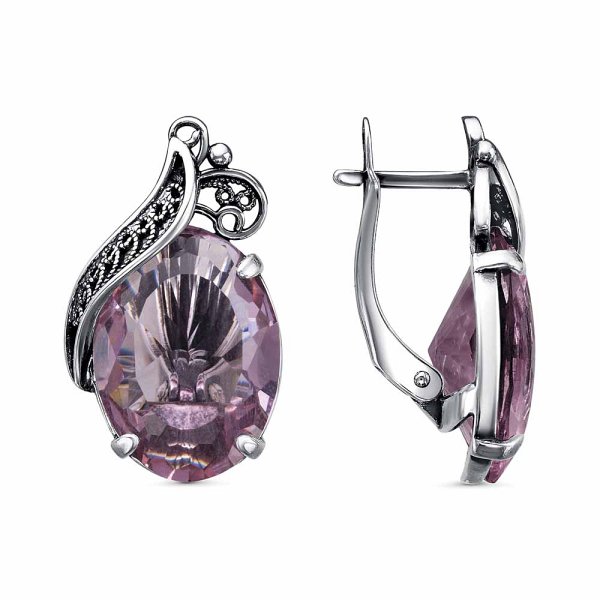 Серьги Красная пресня - Серебро 925, Стекло (арт. 33615426-19)