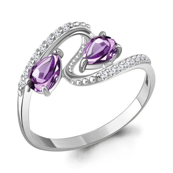 Кольцо Аквамарин - Серебро 925, Аметист, Фианит (арт. 6986604А.5)