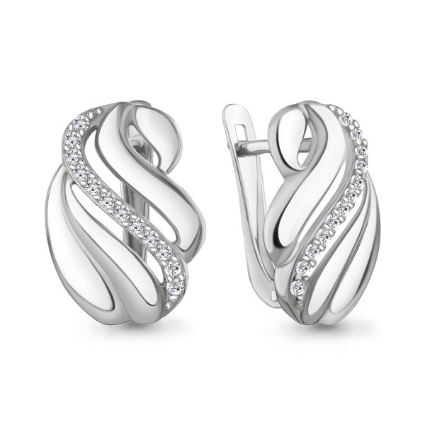 Серьги Аквамарин - Серебро 925, Фианит (арт. 401023А.5)