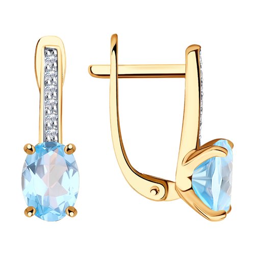 Серьги SOKOLOV - Золото 585, Топаз, Фианит (арт. 727971)