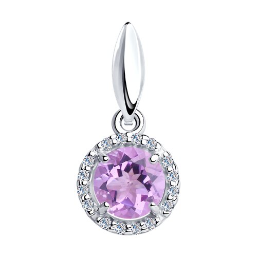 Подвеска SOKOLOV - Серебро 925, Аметист, Фианит (арт. 92030332)