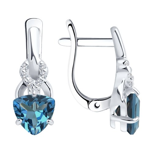 Серьги SOKOLOV - Серебро 925, Топаз лондон, Фианит (арт. 92021178)