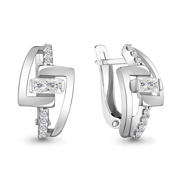 Серьги Аквамарин - Серебро 925, Фианит (арт. 48273А.5)