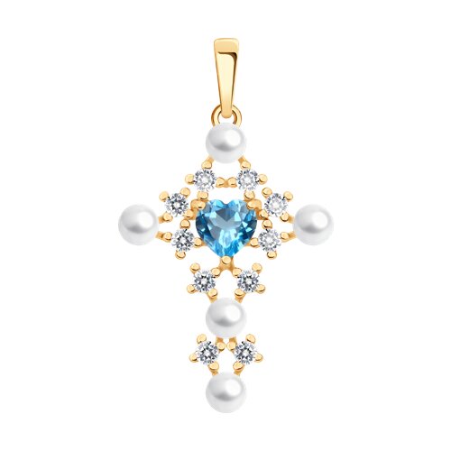 Подвеска SOKOLOV - Серебро 925, Жемчуг культивированный, Топаз, Фианит (арт. 92030843)