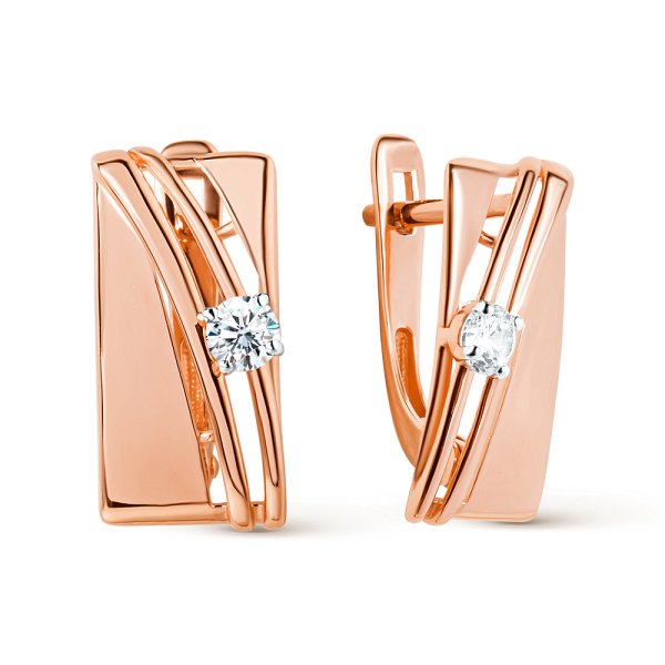 Серьги ЮФ Династия - Золото 585, Фианит (арт. 020282-1102)