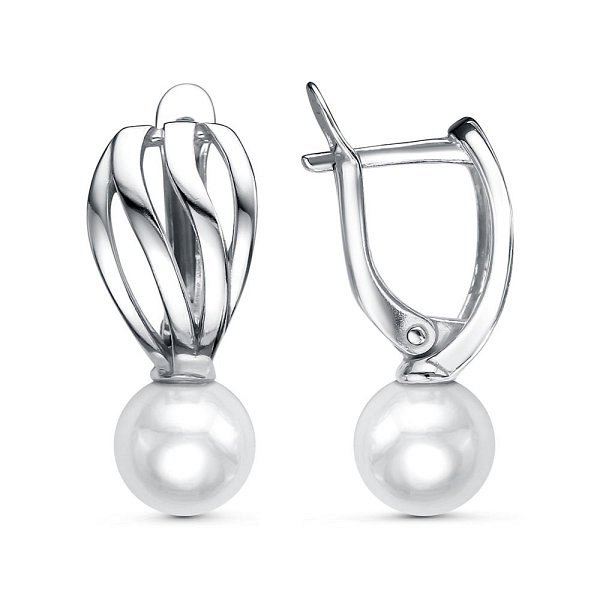 Серьги Красная пресня - Серебро 925, Жемчуг имитация (арт. 33614692Д)