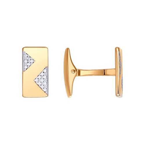 Запонки SOKOLOV - Золото 585, Фианит (арт. 160036)