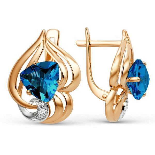 Серьги ЮФ Династия - Золото 375, Синтетический ситалл , Фианит (арт. 010092-5332)