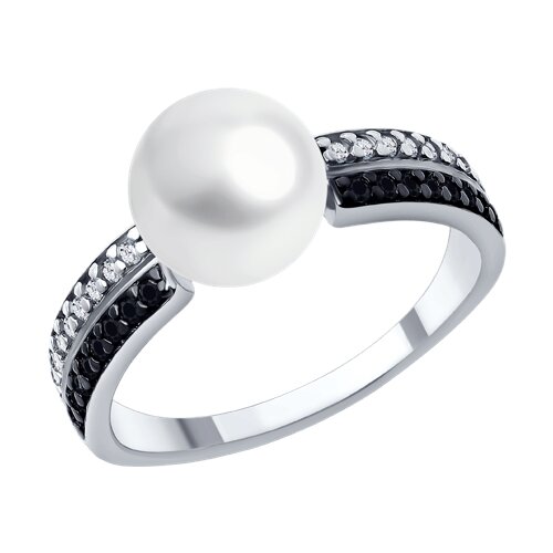 Кольцо SOKOLOV - Серебро 925, Жемчуг синтетический, Фианит, Шпинель (арт. 94014400)
