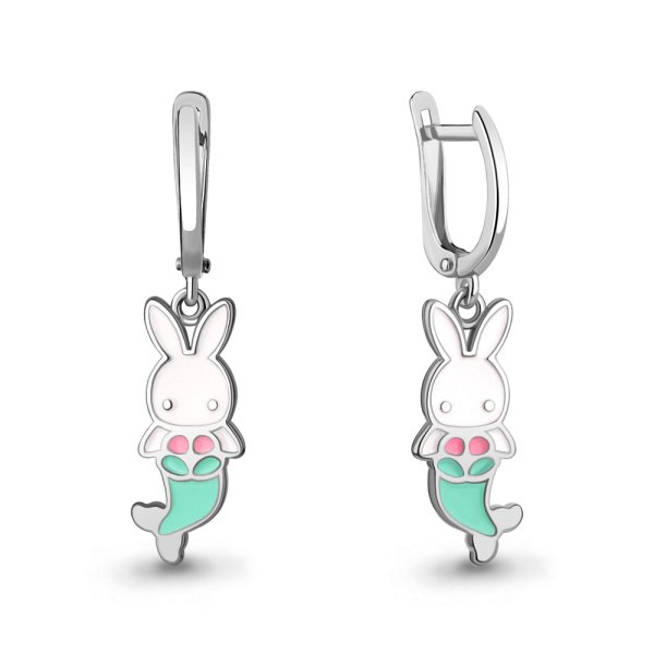 Серьги Аквамарин - Серебро 925, Эмаль (арт. 34526.5)