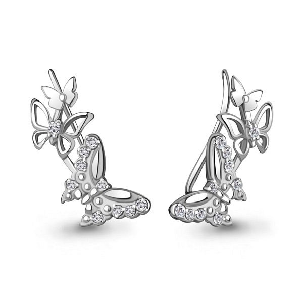 Серьги Аквамарин - Серебро 925, Фианит (арт. 49378А.5)