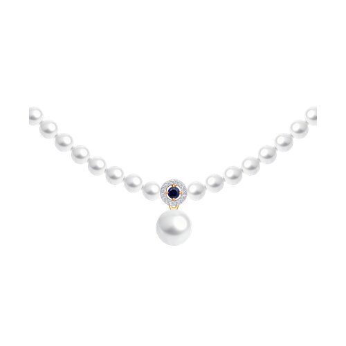 Колье SOKOLOV - Золото 585, Жемчуг культивированный, Синтетический сапфир , Фианит (арт. 797000)