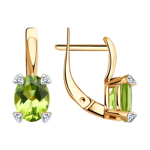 Серьги Diamant - Золото 585, Фианит, Хризолит (арт. 51-320-01968-3)