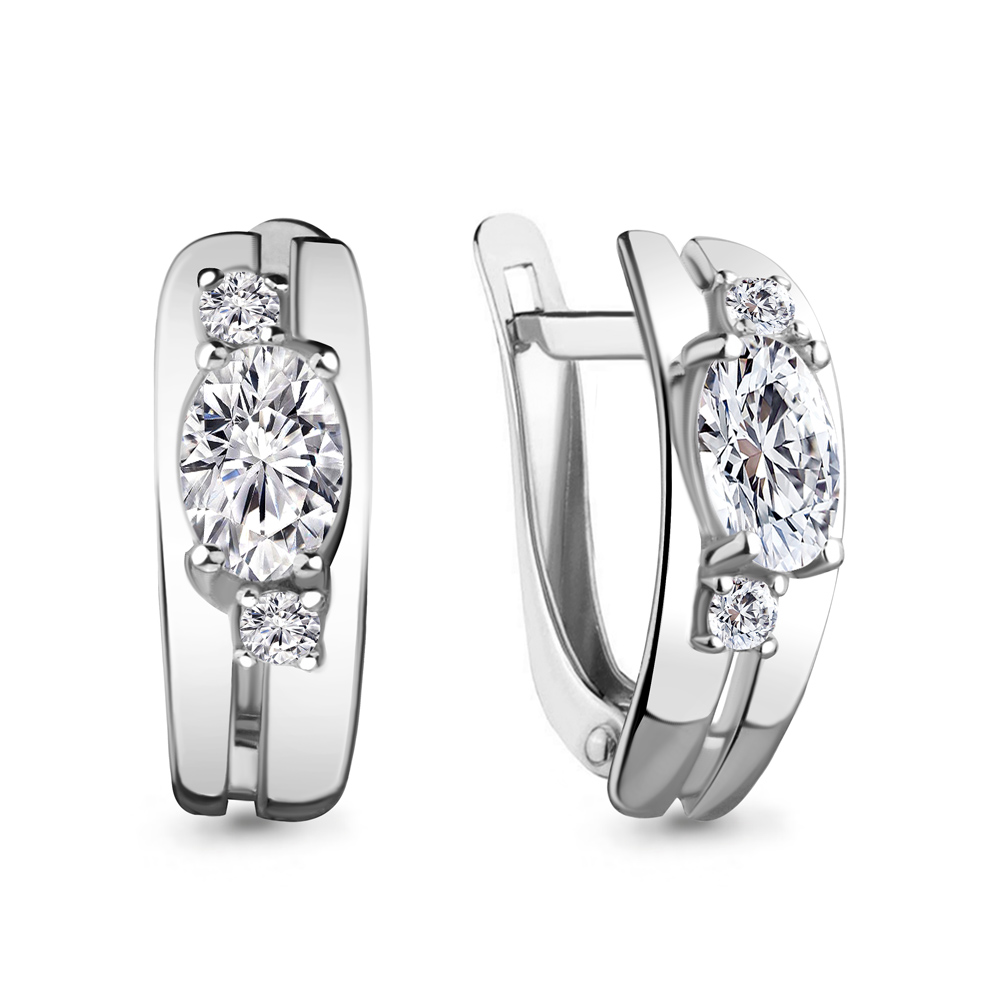 Серьги Аквамарин - Серебро 925, Фианит (арт. 48798А.5)