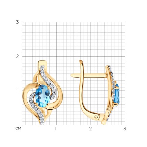 Серьги SOKOLOV - Золото 585, Топаз, Фианит (арт. 729434)