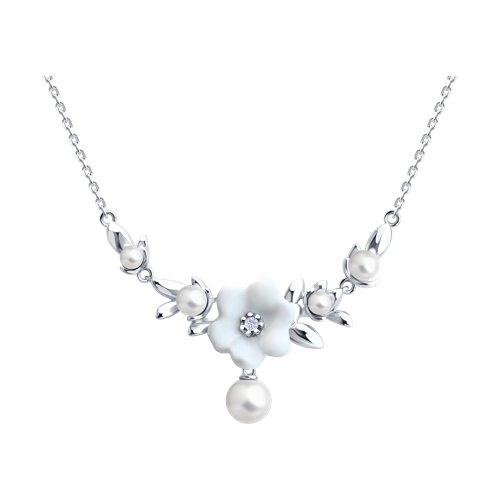 Колье SOKOLOV - Серебро 925, Жемчуг имитация, Жемчуг культивированный, Фианит (арт. 94071102)