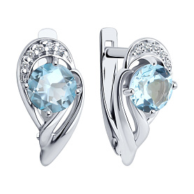 Серьги Diamant - Серебро 925, Топаз, Фианит (арт. 94-320-00184-1)