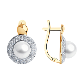Серьги SOKOLOV - Золото 375, Жемчуг культивированный, Фианит (арт. 37792129)