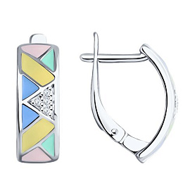 Серьги SOKOLOV - Серебро 925, Фианит, Эмаль (арт. 94022283)