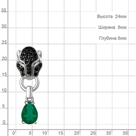 Подвеска Аквамарин - Серебро 925, Агат, Синтетический изумруд, Фианит (арт. 2546109ГЧ.5)