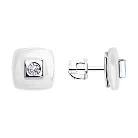 Серьги Diamant - Серебро 925, Керамика, Фианит (арт. 94-122-01278-2)