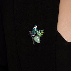 Брошь SOKOLOV - Серебро 925, Swarovski , Фианит, Эмаль (арт. 94040319)