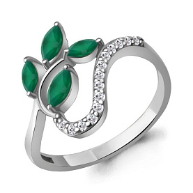 Кольцо Аквамарин - Серебро 925, Агат, Фианит (арт. 65003909А.5)