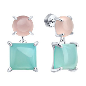 Серьги SOKOLOV - Серебро 925, Лунный камень, Халцедон (арт. 83020471)