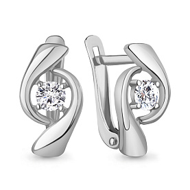 Серьги Аквамарин - Серебро 925, Фианит (арт. 400471А.5)