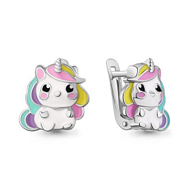 Серьги Аквамарин - Серебро 925, Эмаль (арт. 34753.5)