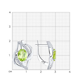 Серьги Diamant - Серебро 925, Фианит, Хризолит (арт. 94-320-00569-1)