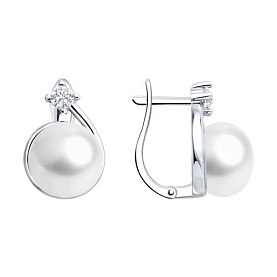 Серьги SOKOLOV - Серебро 925, Жемчуг культивированный, Фианит (арт. 92023138)